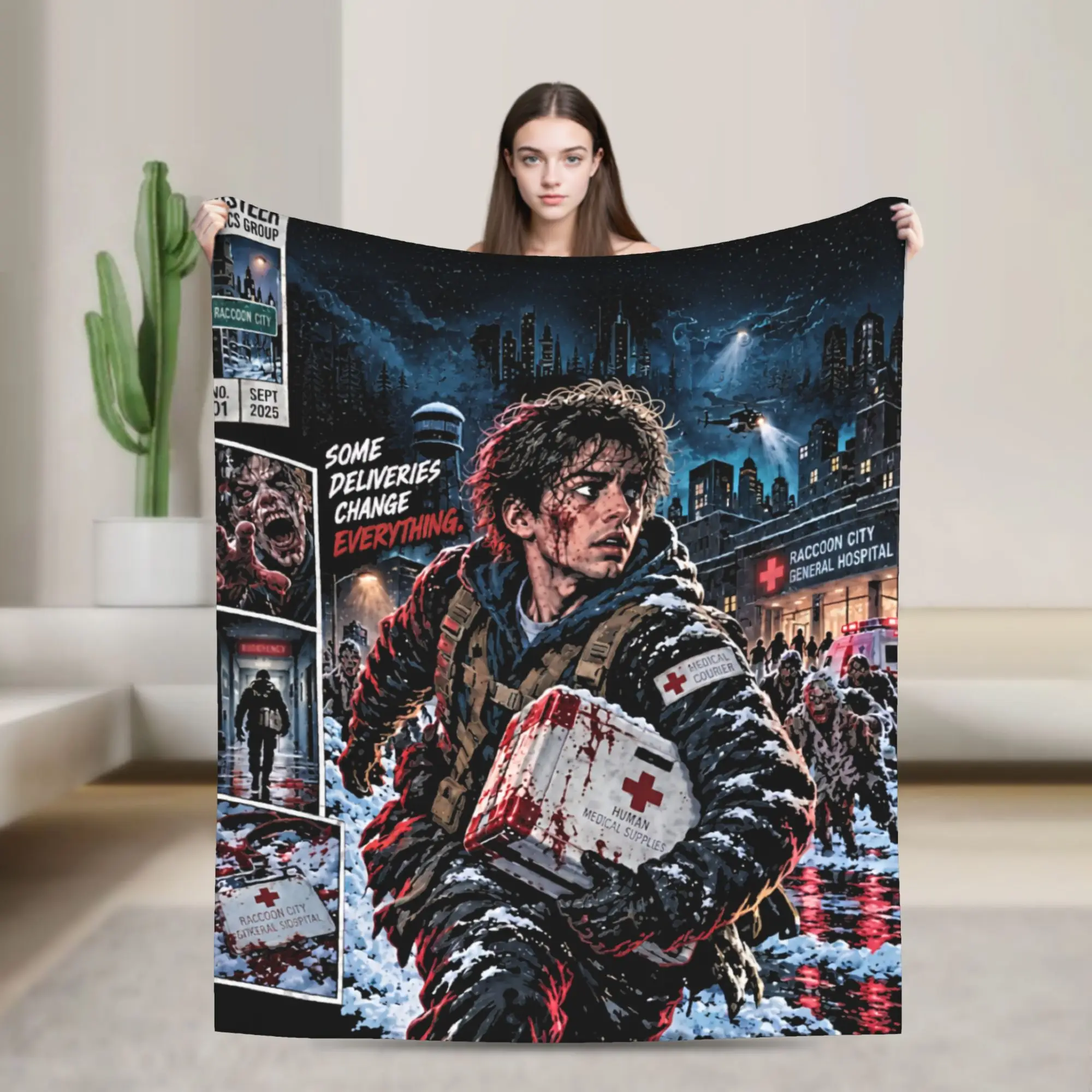 Bryan Hodukavich Medical Courier 2026 RE Movie Knitted Blanket R-Residents Plush Throw Blanket Home Couch Personalised Bedspread