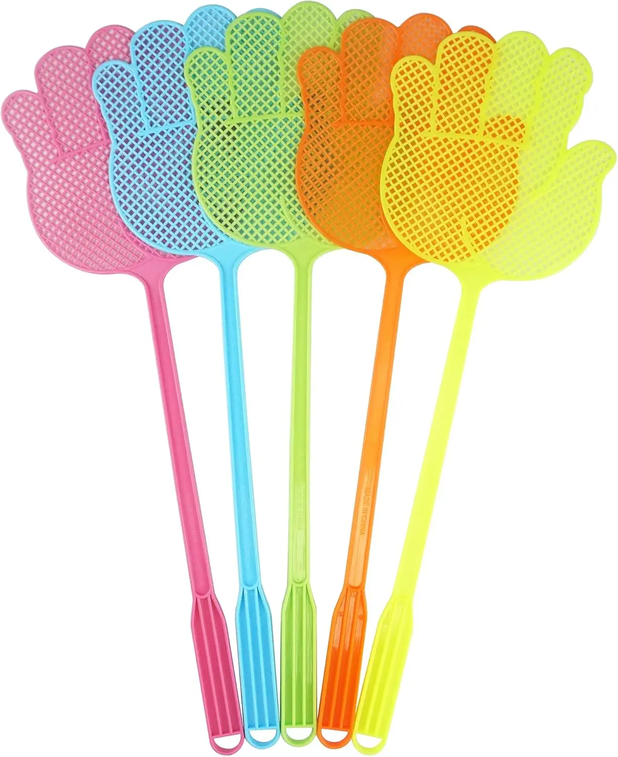 

Hand Shaped Fly Swatter 5 Pack - Durable ABS Plastic Bug Swatter for Home, Office, Classroom - 17.5 Inch Long Handle