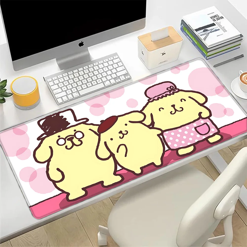 Imagem -03 - Sanrio Pompompurin Cartoon Mousepad Impressão hd Gamers de Computador Bloqueio Edge Non-slip Mouse Pad Teclado pc Mesa Xxl90 x 40cm