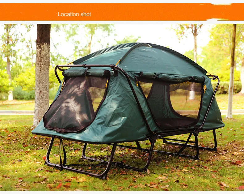 WOQI wholesale windproof double rainproof off the ground thickened portable folding Oxford tent for campingcustom