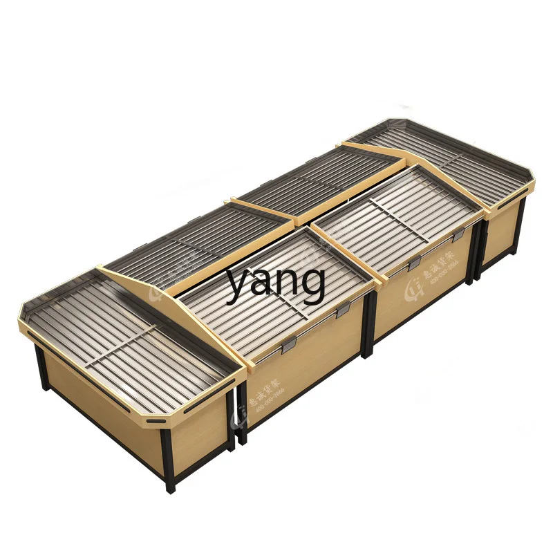 

LMM supermarket vegetable goods display fruit shelf stainless steel three-layer vegetable shelf