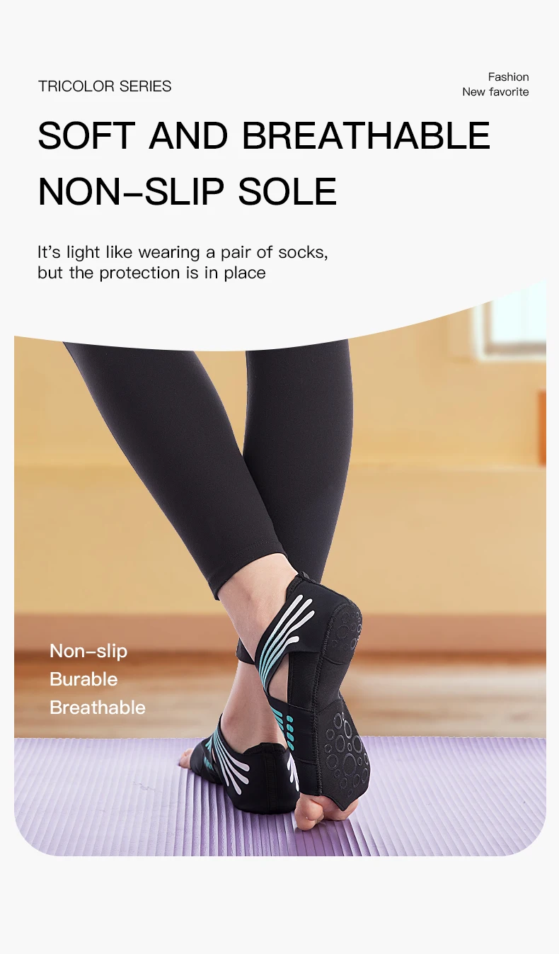 Professionelle rutschfeste Gym Yoga Schuhe flache weiche Anti-Rutsch-Sohle Ballett Fitness Tanzschuhe Pilates Yoga Schuhe Socken – Detail 5