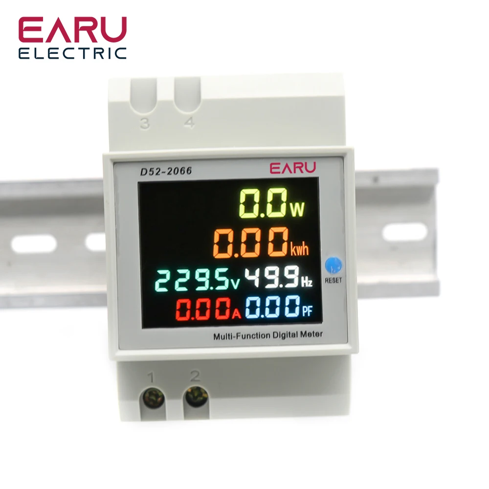 Din Rail Digital Voltmeter Current Power Wattmeter Electric Energy kWh Meter Frequency Volt Amp Monitor AC 220V 110V 380V 100A