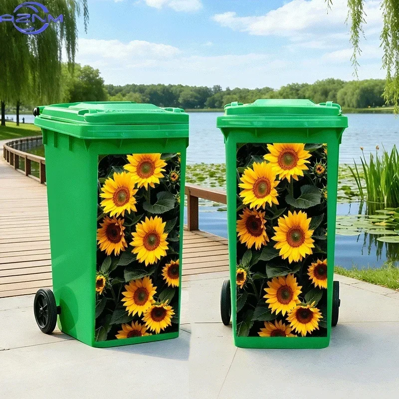 2D Print Decor Ornament Decal Creative Bin Transformation for Indoor‑Outdoor Garbage Container