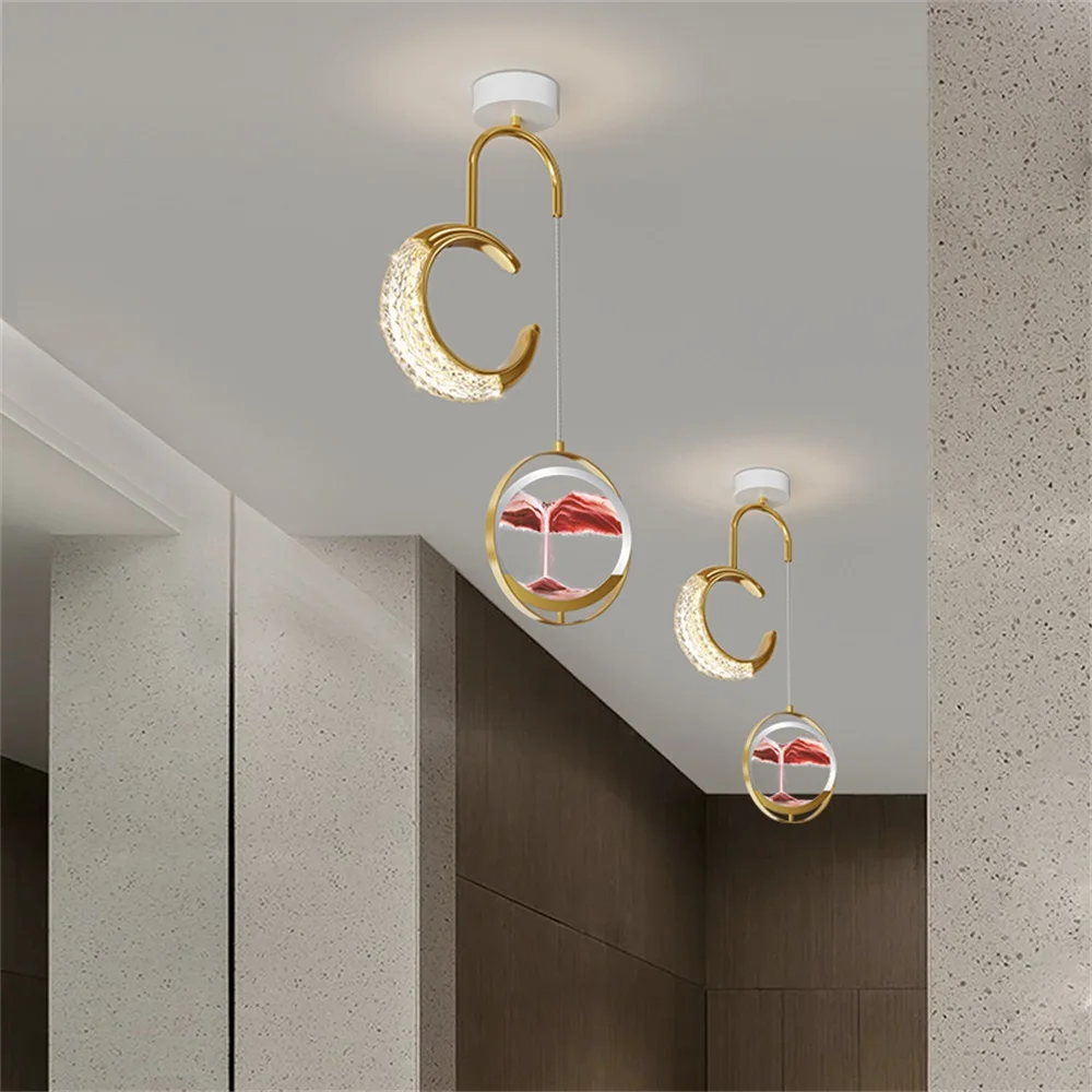 APRIL Contemporary Gold Pendant Lights LED Creative Hourglass Hanging Lamp for Home Aisle Decor Fixtures