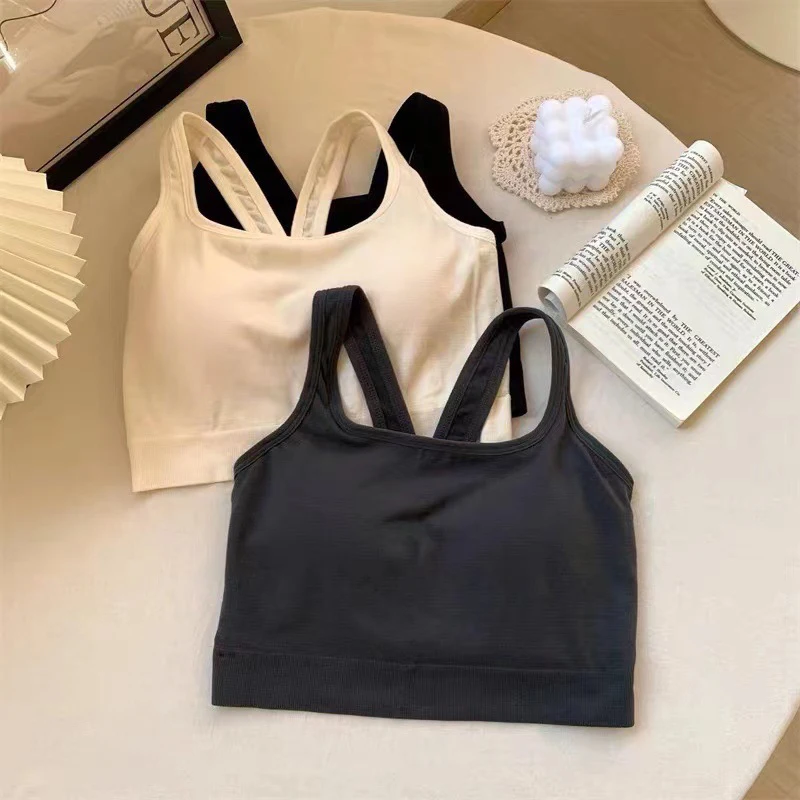 Women's Cotton Underwear Tube Tops Sexy Solid Color Top Fashion Push Up Bra Girl Solid Color Sports Tank Up Female Lingerie