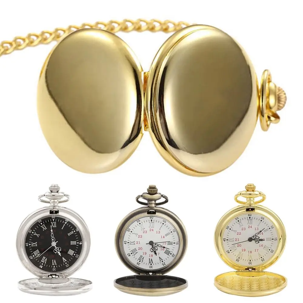 Лидер продаж, бронзовые кварцевые часы, стимпанк, карманные часы с римским циферблатом, винтажные часы с цепочкой и ожерельем, женские часы в стиле ретро
