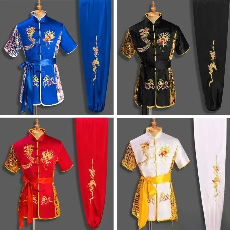 Professional New Chinese Male and Female Embroidered Dragon Kung Fu Suit Tai Chi Martial Arts Suit Children Adult Performance
