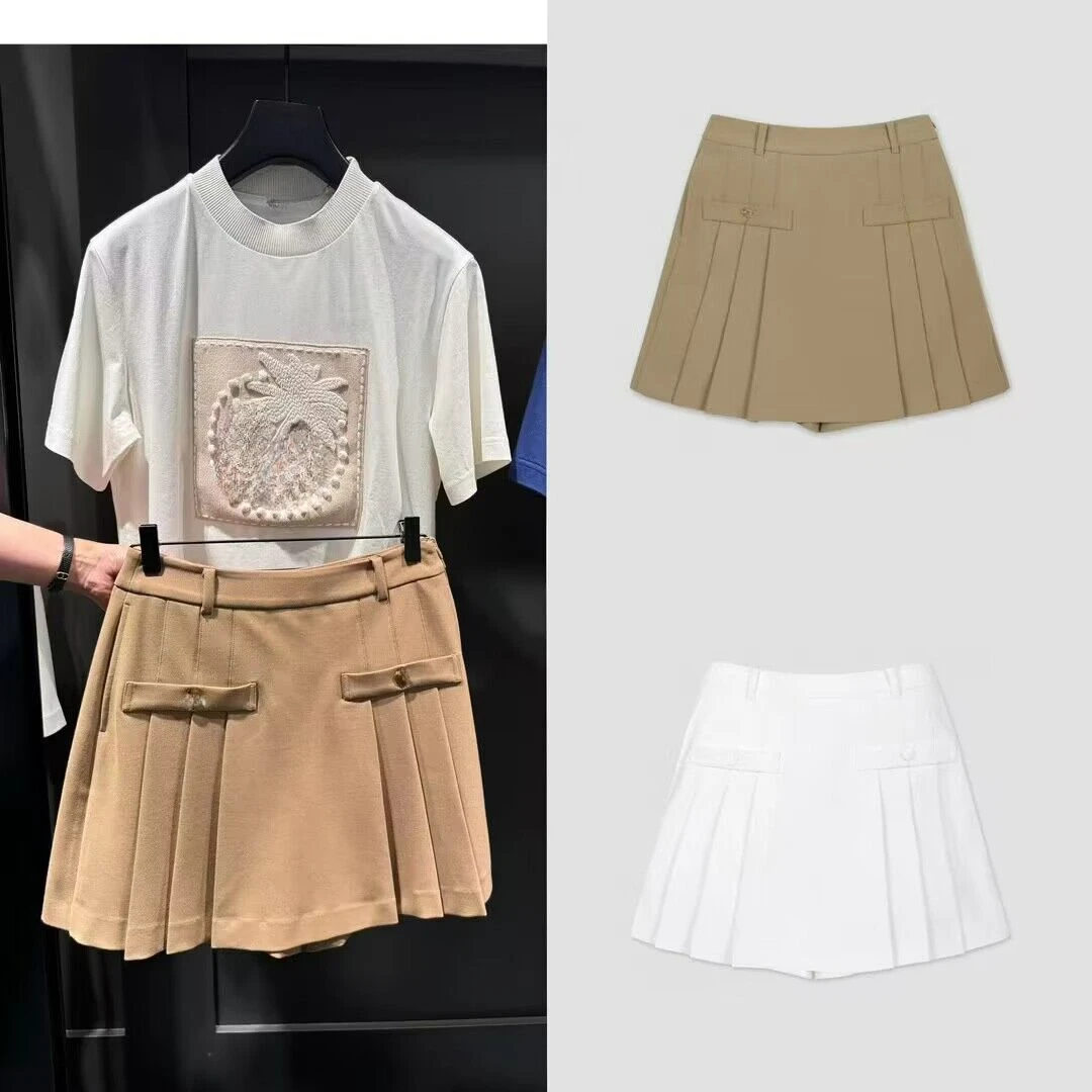 

Women's golf skirt solid color versatile outdoor leisure sports waist and thin summer Korean version anti-light shorts