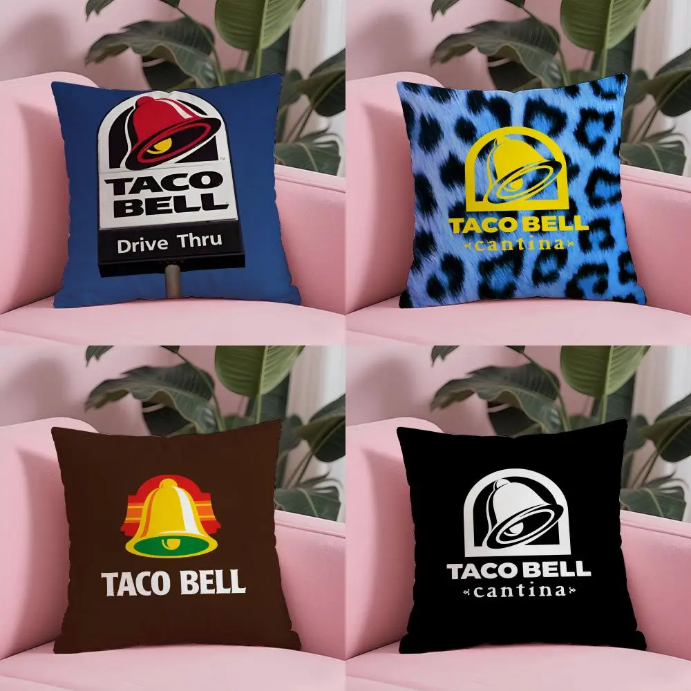 Funda de almohada con campana T-Taco de sabor mexicano, funda de cojín corta de felpa con estampado de doble cara para el hogar, lavable a máquina, cálida, para invierno
