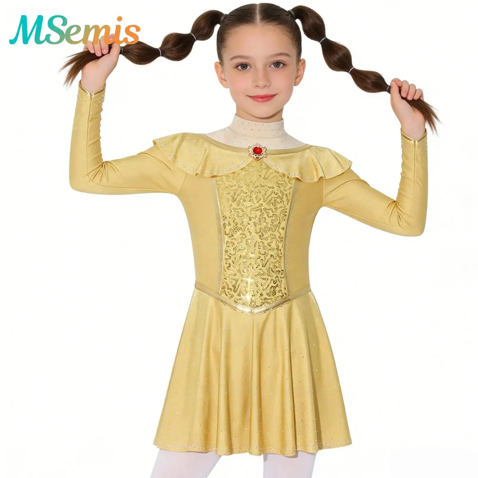 

Kids Girls Ballet Tutu Dress Dancewear Princess Turquoise Sparkle Dress Sparkly Rhinestones Sequins Decor Performance Costume