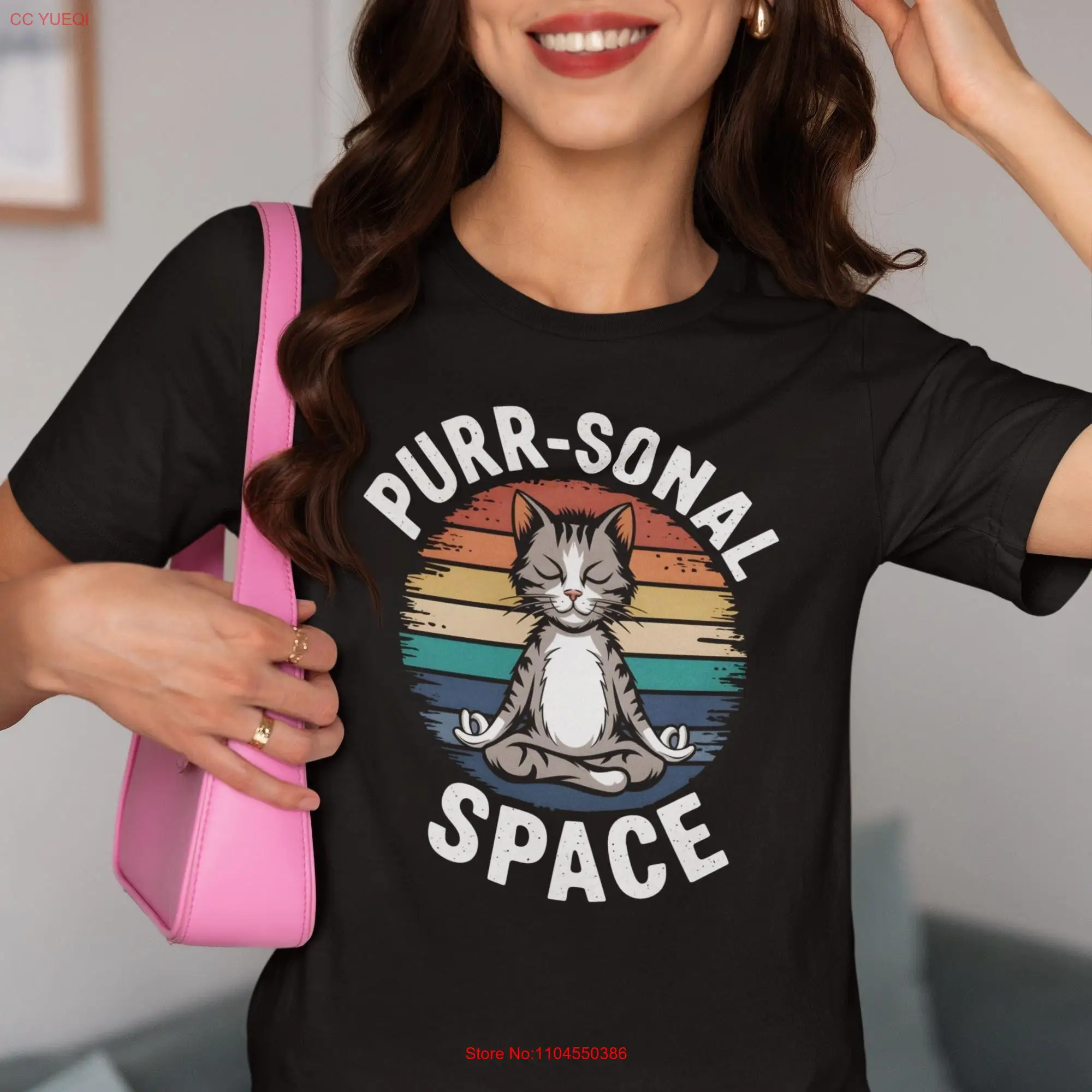 Funny Yoga Cat T Shirt Meditation Lover Purr sonal Space long or short sleeves