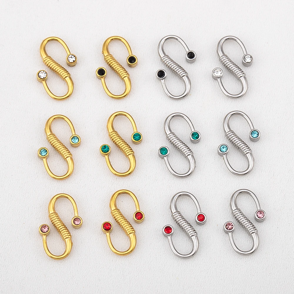 

2pcs 304 Stainless Steel S-Type Clasp Gemstone Accent Jewelry Connectors for DIY Necklace Bracelet Jewelry Making Bulk Wholesale