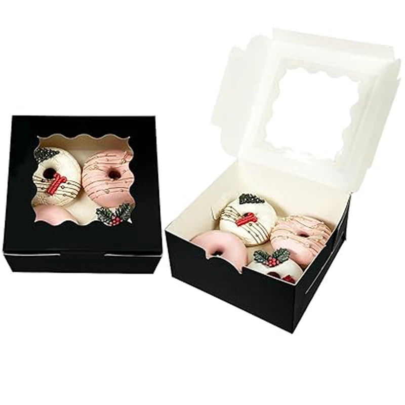 30PCS 4x4x2.5 Inches  Cake Boxes with Window  Bakery Boxes Pastry  Boxes for Cake, Pastries Chocolates Cupcakes  Valentine\'s Day