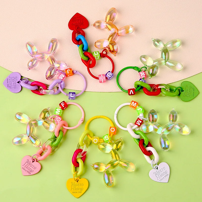 Cartoon Bling Balloon Dog Keychain For Girls Sweet Ins Style Balloon Dog Phone Chain Key Buckle Accessories Bag Pendant Toys