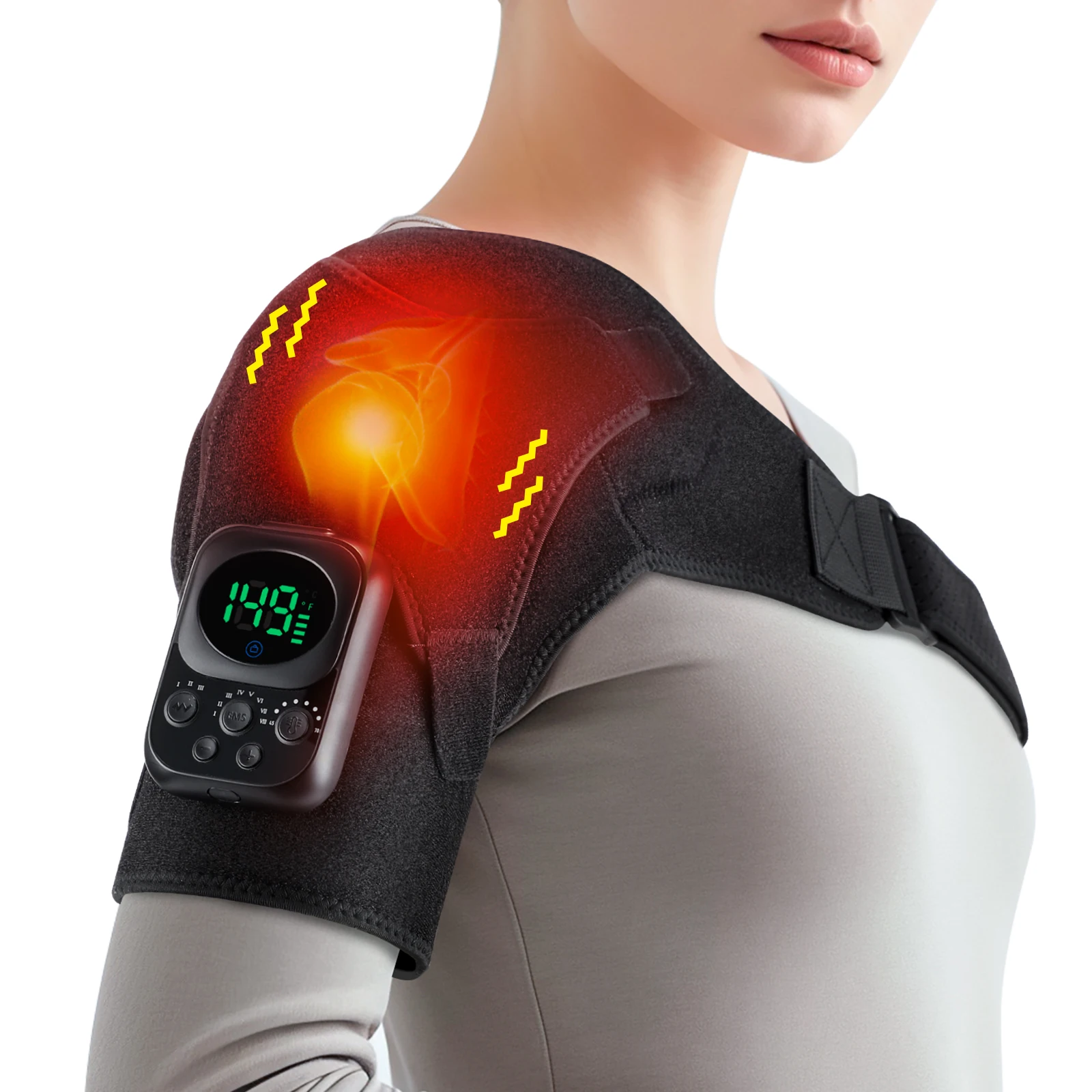 Electric Shoulder Massage Machine Heated Vibration Back Shoulder Belt Brace Relax Shoulder Neck Muscle Massagers Health Care