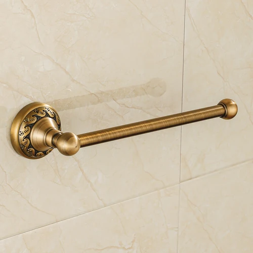 Imagen 2 del producto Toallero de baño, soporte de toalla de latón antiguo redondo montado en la pared de aluminio, accesorios de baño clásicos 13991-1