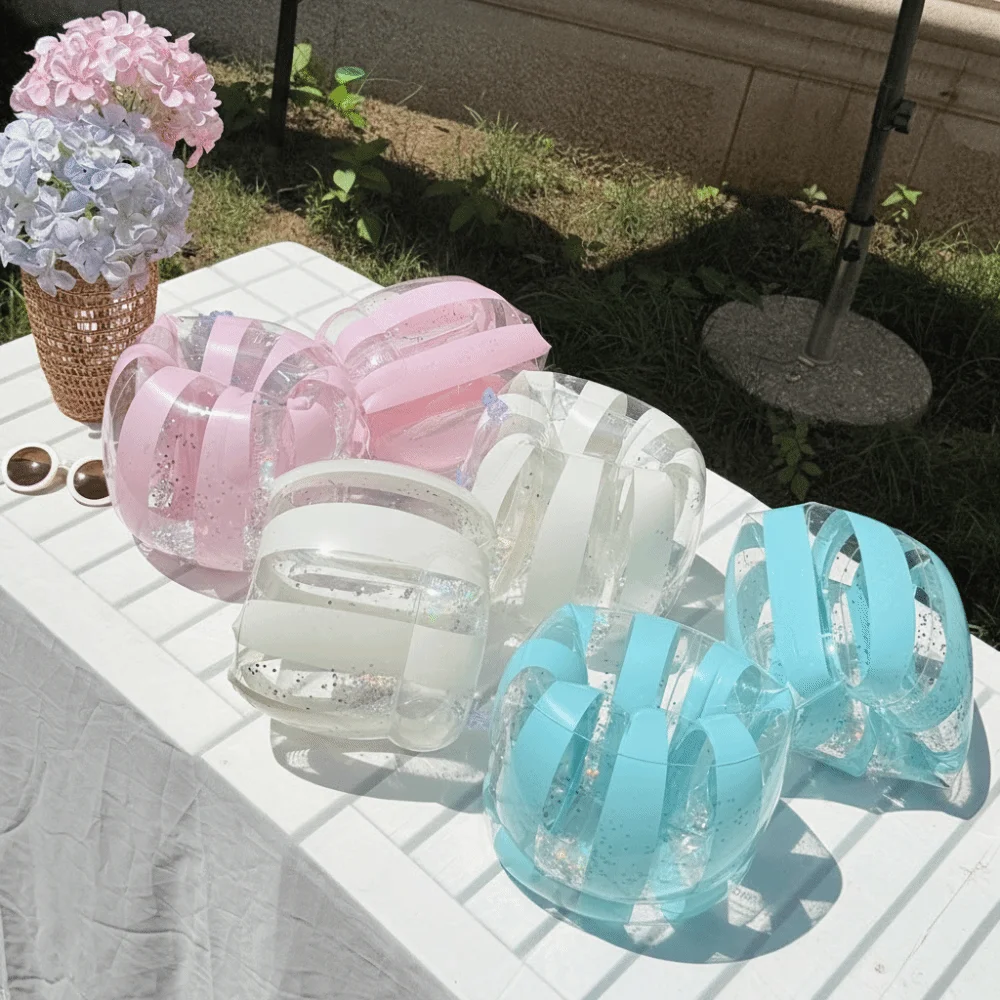 1Pair Lightweight PVC Swim Arm Floaters Double Air Inflatable Buoyancy Aid Inflatable Arm Bands Swimming Arm Rings for Kids