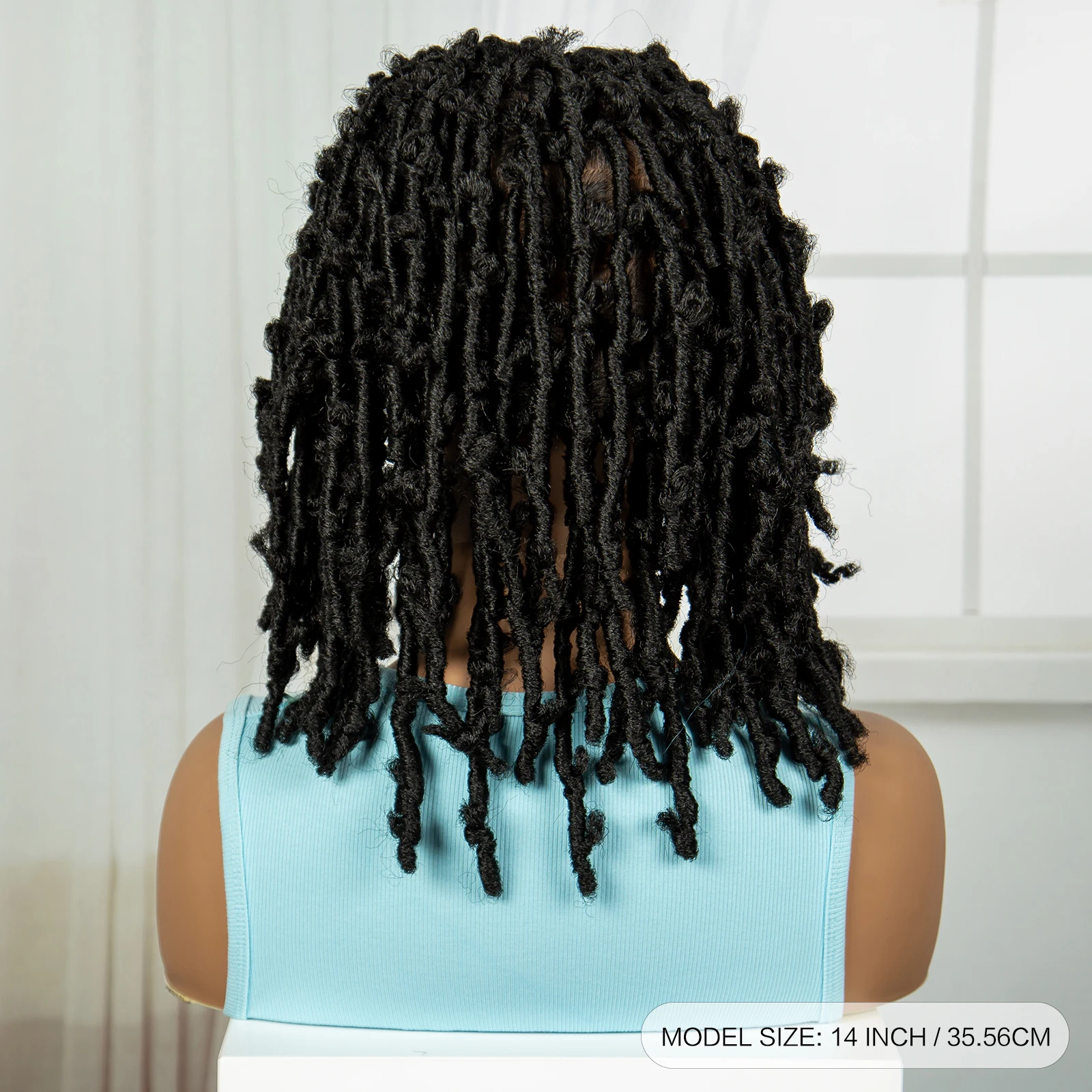 Locs-Perruques tressées pour femmes noires, tresses synthétiques Full Lace, cheveux de bébé, perruques tressées, document naturel, 14 po