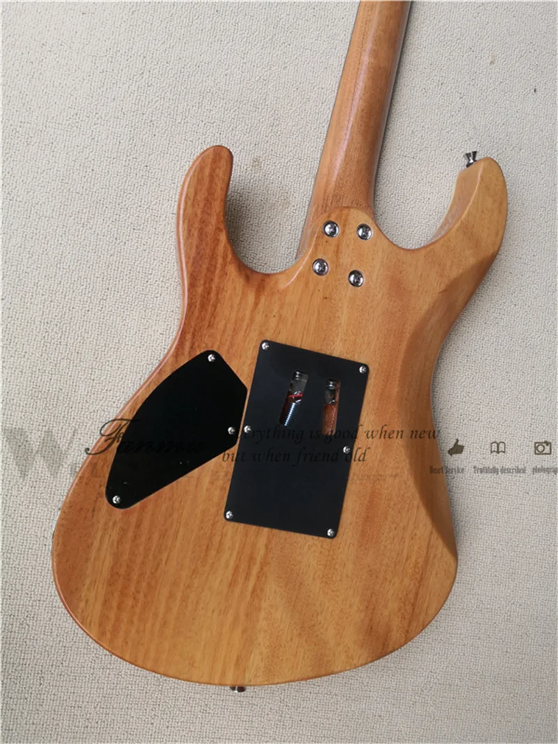 6 String Electric Guitar, Suh Guitar, Yellow Red Squilted Maple Veneer Mahogany Body, One Piece Wood Neck, Locked Buttons,