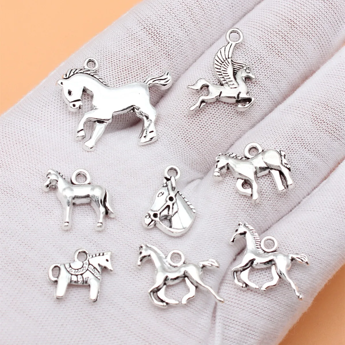 8pcs Antique Silver Color Horse Charms Collection For DIY Jewelry Making, 8 Styles, 1 of Each