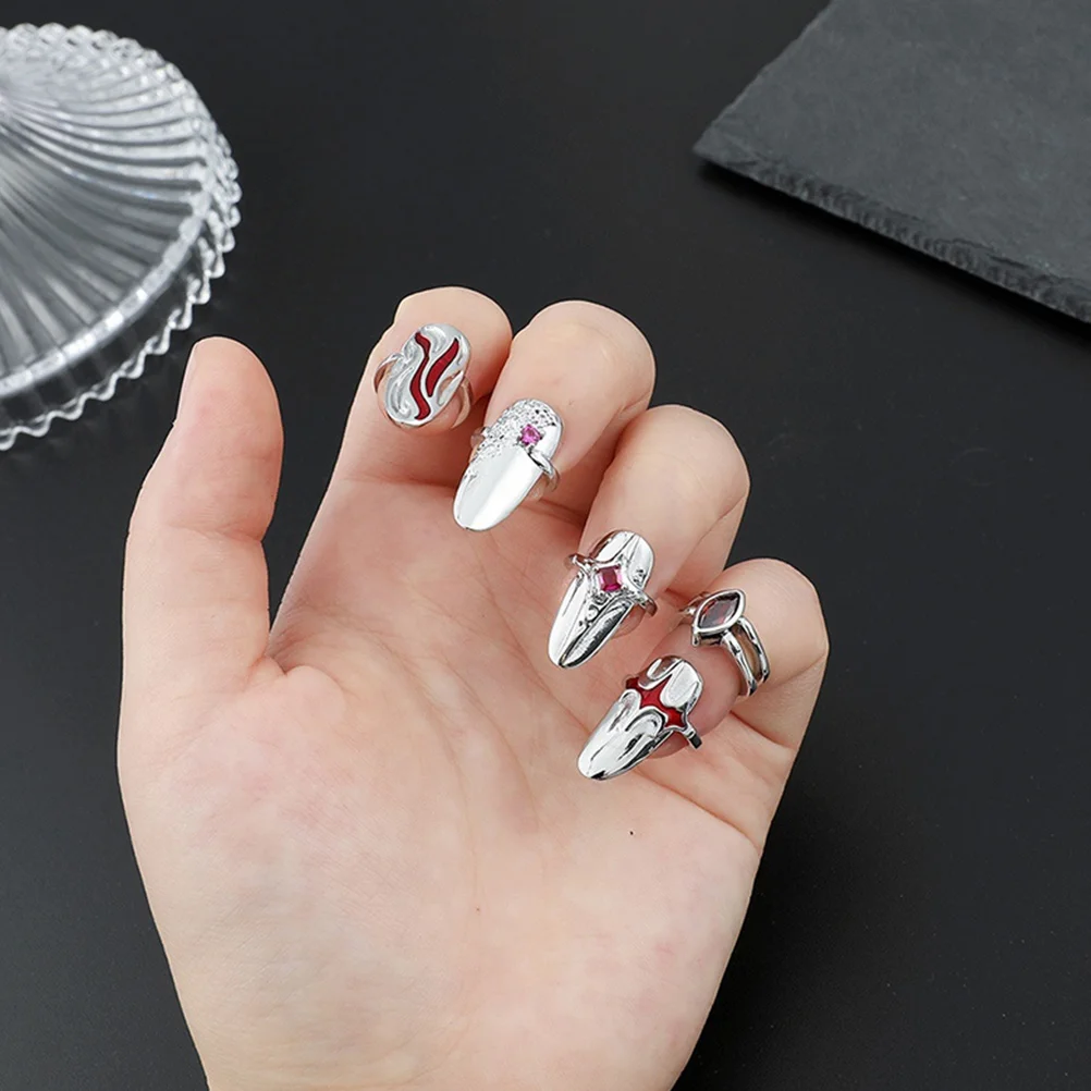 1 Set Zinklegering Nagelring Vingernagels Ring Nageltip Ring Mode Vinger Decor Nagelringen Set Ring Decor Vrouwen Sieraden
