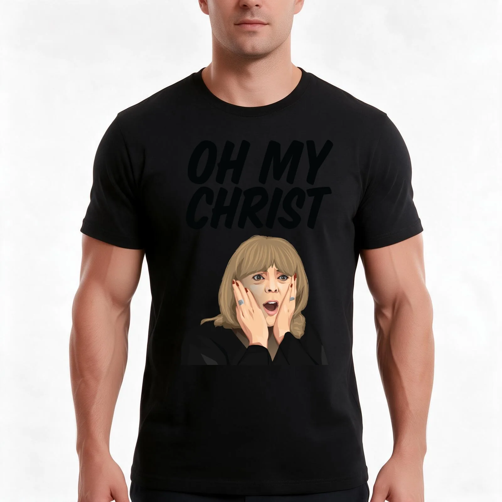 Pam Oh My Christ! Gavin and Stacey Gift T-Shirt, Summer Casual Cotton Tee, Oversized Streetwear Tops, Vintage Graphic Print