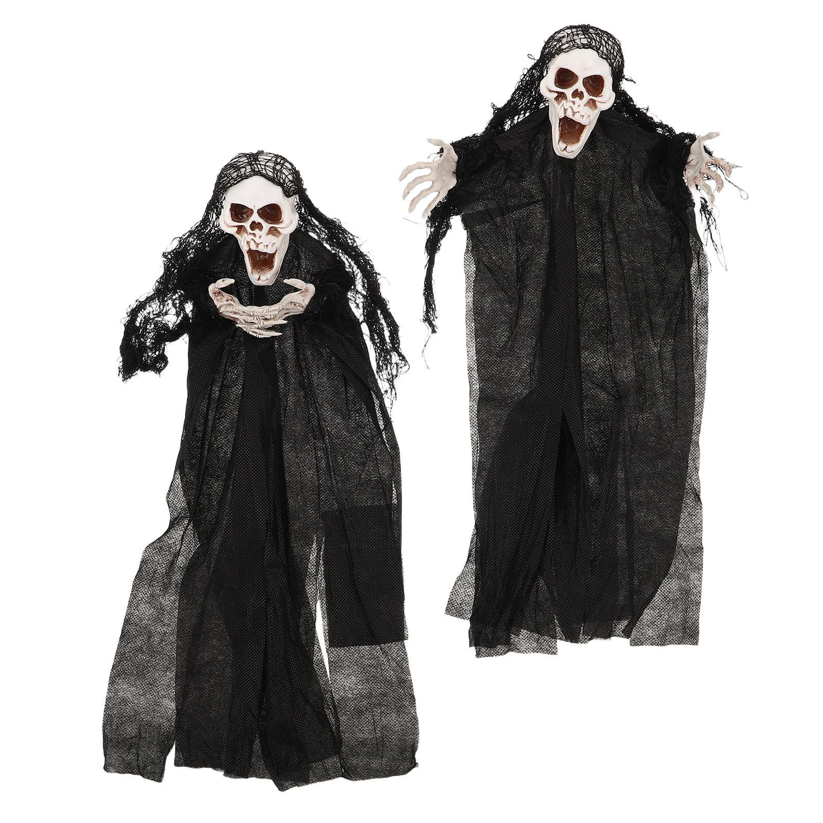 2 قطعة ديكور معلق للهالوين دعائم غرفة الهروب من البلاستيك الأسود ديكورات الشبح في الخارج