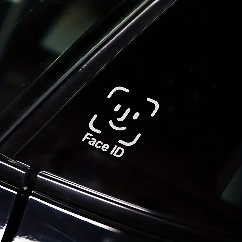 1PC "Face ID Smiley" Car & Motorcycle Sticker, Humorous Tech Design Decal for Auto Moto Styling & Personalization