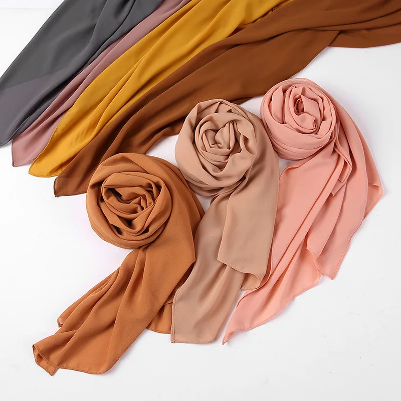 70*200cm Premium Muslim Chiffon Hijab Scarf Women Solid Color Turban For Veil Scarves Ladies Foulard Femme Accessoires Ramadan