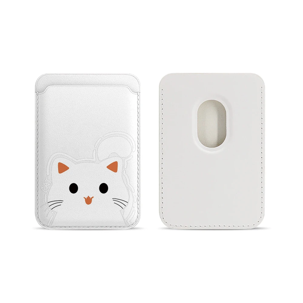 Katzen-Leder-Kartenetui Handyhülle Kartenhalter für Magnetische Hülle Geeignet für alle iPhones mit Magsafe-Kartenfunktion Niedliche Rückentasche – Detail 7