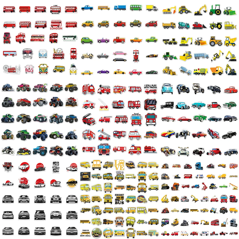 10/30/50PCS Cartoon Car Stickers Series Truck Excavator Construction Vehicle Graffiti Luggage Helmet Laptop Decoration Wholesale