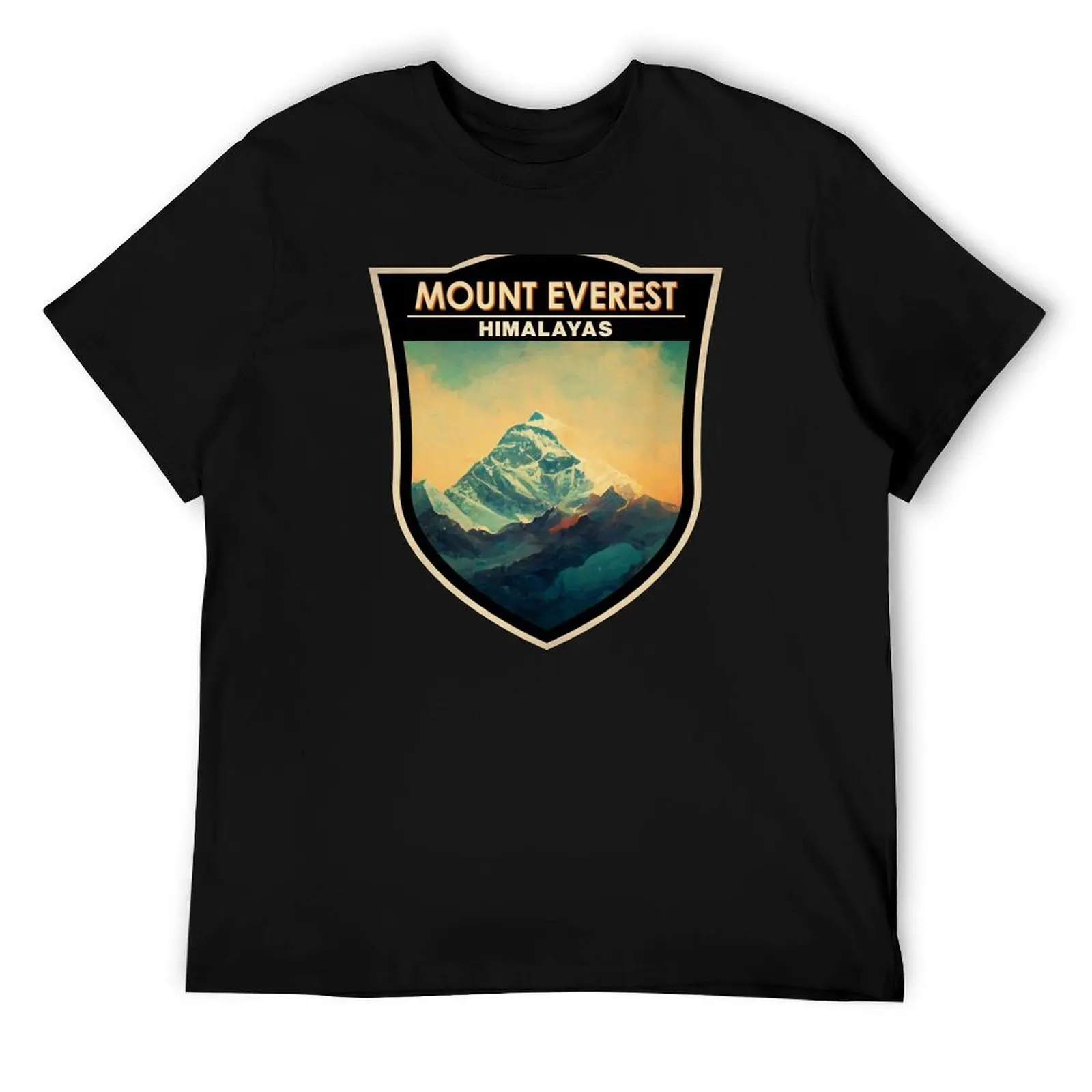 

Mount Everest Himalayas Watercolor Badge T-Shirt t shirt man luxury man t shirt cotton high quality T-Shirt
