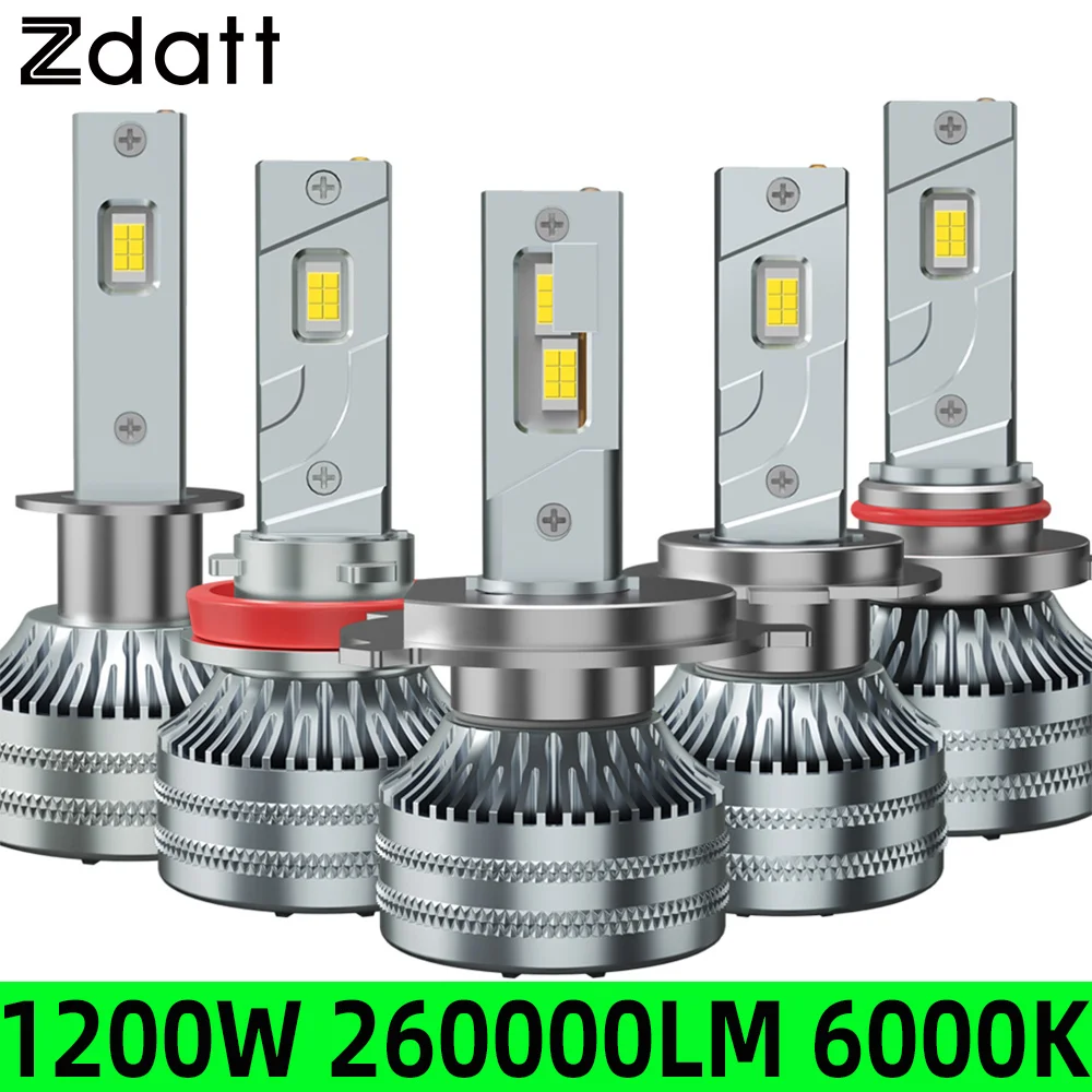 

Zdatt H8 H7 Led Canbus High Quality Led Headlight 1200W 260000LM H4 Led Lamp H11 HB3 9005 HB4 9006 H1 9012 Hir2 LED 6000K 12V