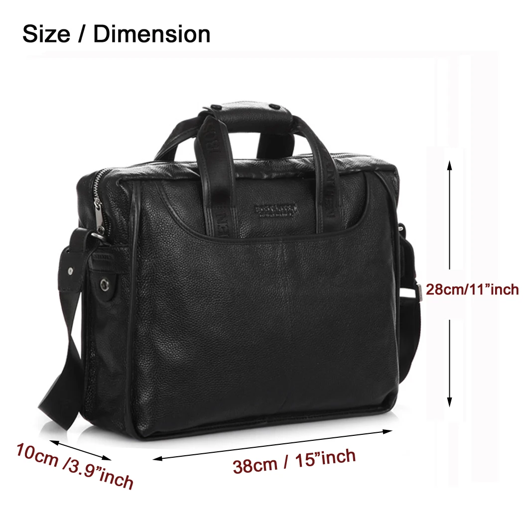 Fashion Genuine Leather Men\'s Briefcase Tote Business Bag Leather Laptop Bag Attache Case Shoulder Bag Crossbody Bag Black Brown