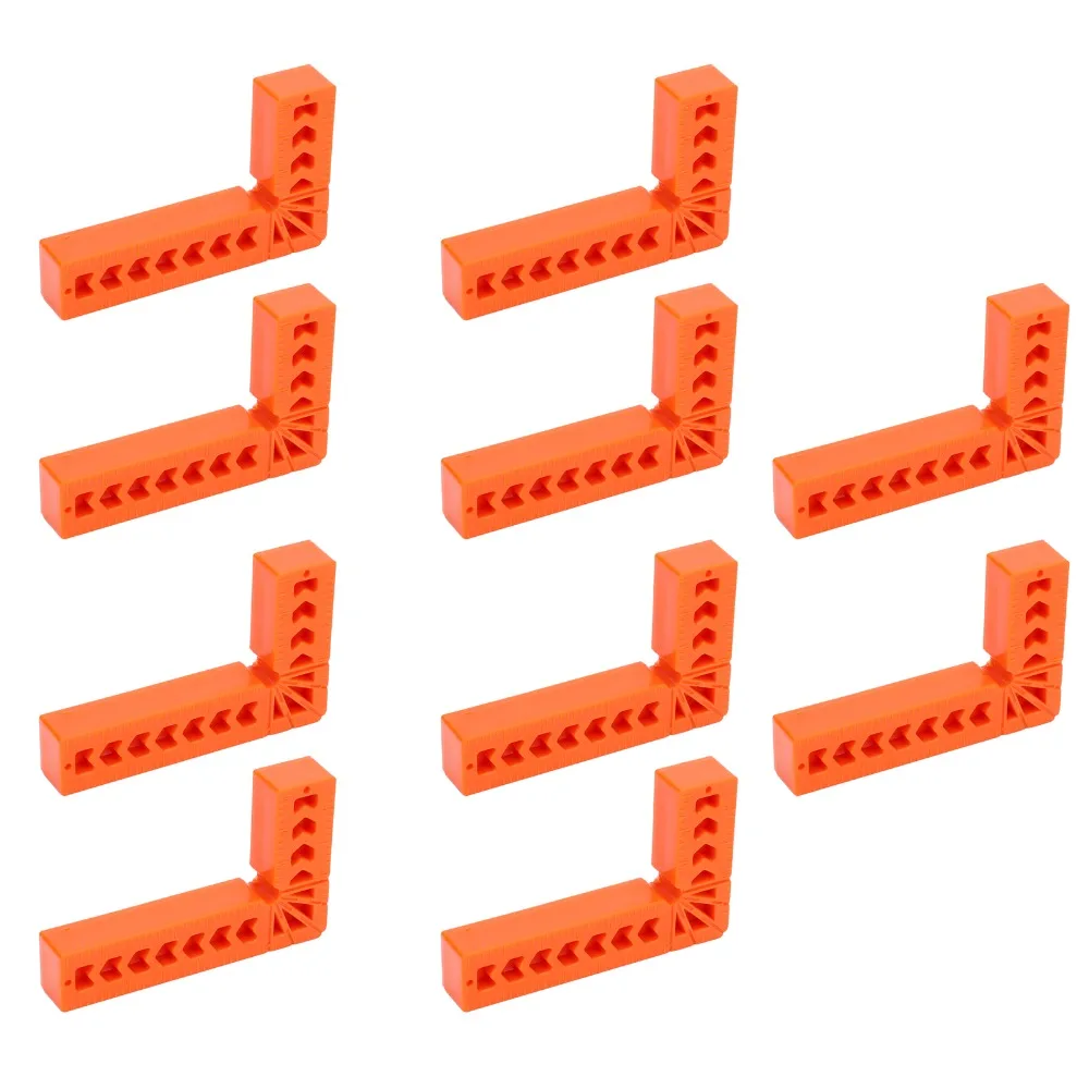 10pcs Engineering Plastics Right Angle Auxiliary Positioner 3in Size Durable 90° Right Angle Ruler Orange Carpentry Tools