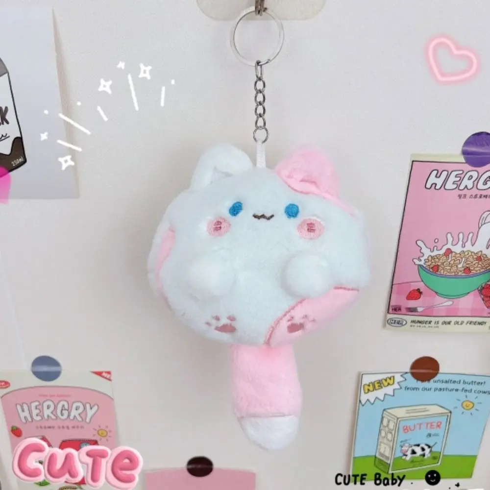 Pendant Long Tailed Cat Plush Keychain Squeak Cartoon Cat Soft Tail Plush Toy 12CM Kawaii Soft Stuffed Cat Keyring