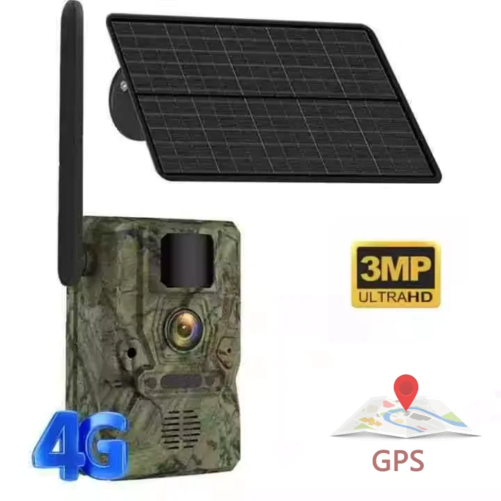 

4g солнечная камера для троп, уличная водонепроницаемая охотничья камера с сенсорным элементом CMOS, SD-карта, GPS-трек, дикое животное