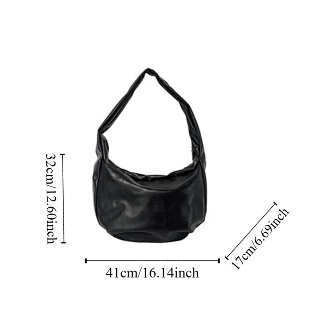 Portable Japanese Style PU Leather Shoulder Bag Large Capacity Streetwear Male Dumpling Bag Cool Commuting Crossbody Bag Daily