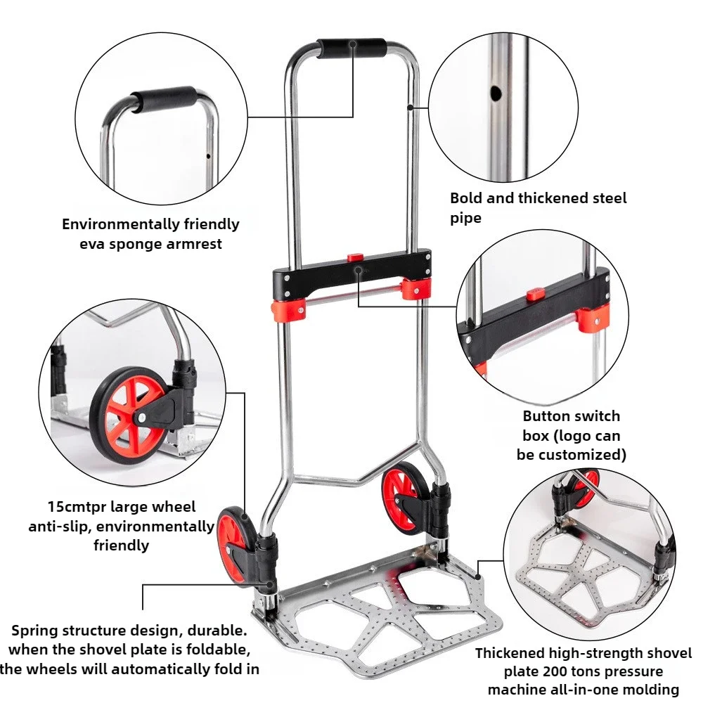 Small Trolley Household Free Installation Pulling Goods Trailer Pulling Luggage New Foldable Convenient Hand Puller