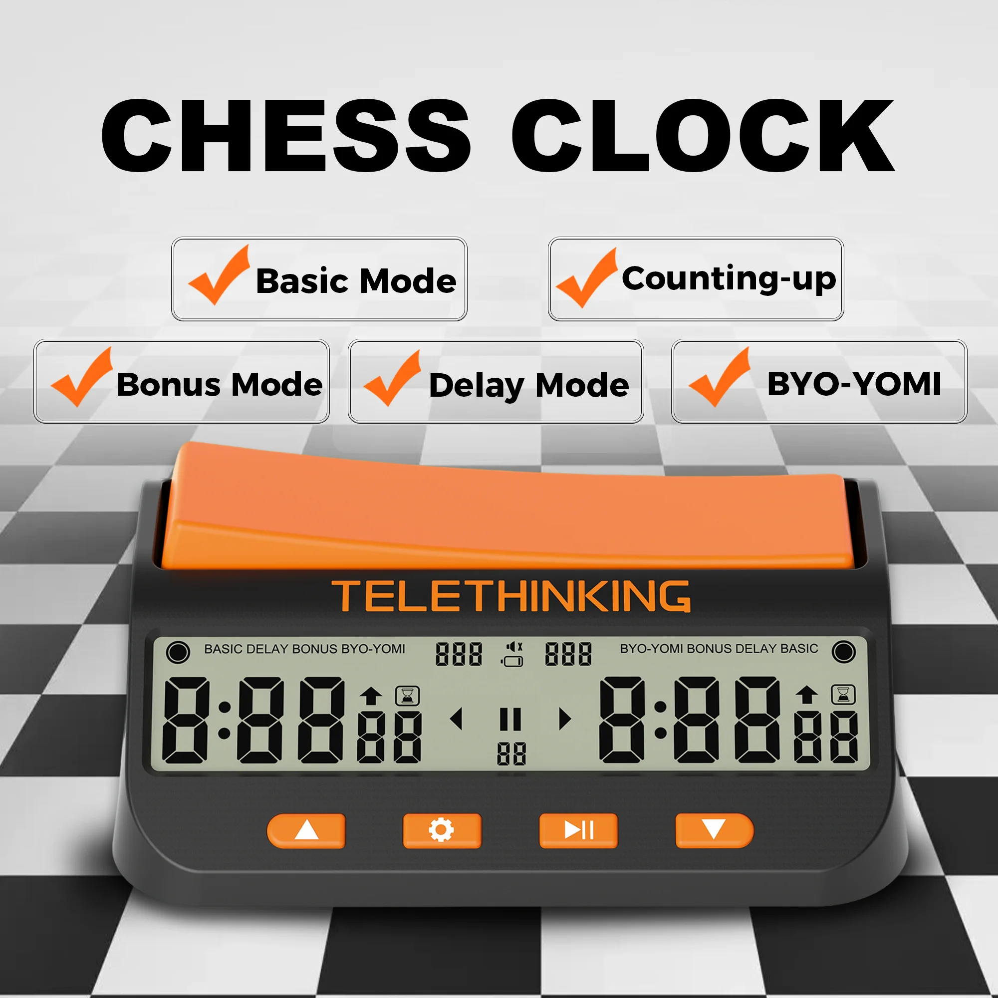 GC01 Digital Chess Clock Professional Chess Timer Count Up/Down 5 Modes Precision Game Timer Stopwatch for Chess Go Checkers