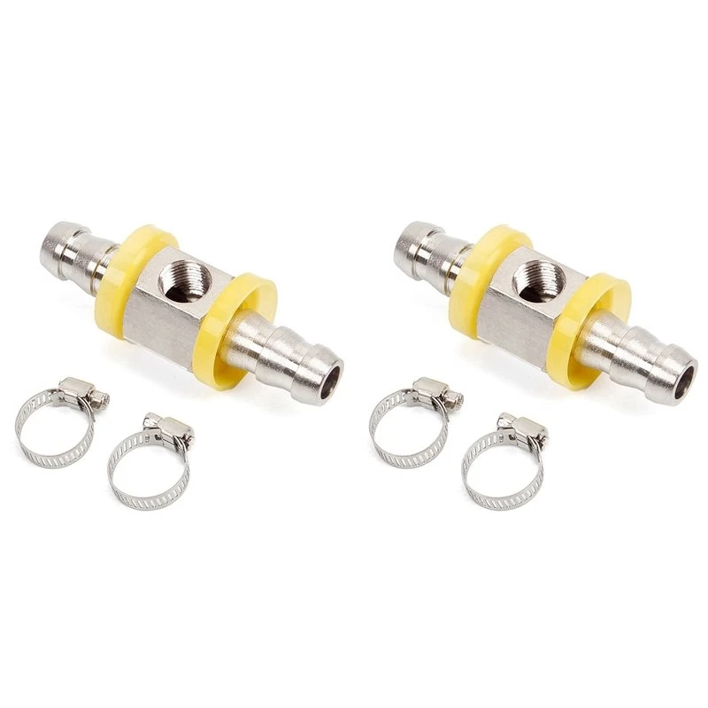 2Pcs 3/8 Inch Fuel Line Pressure T‑Fitting Adapter For Fuel Pressure Gauge Sensor Barbed Push Lock T-Fitting Adapter