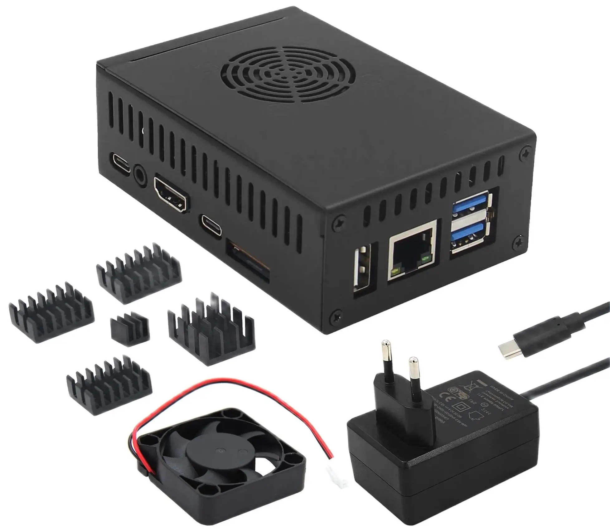

Orange Pi 5/5B Case N505 with Power Adapter 5V 4A 20W & 4010 Cooling Fan & Aluminum Heatsinks