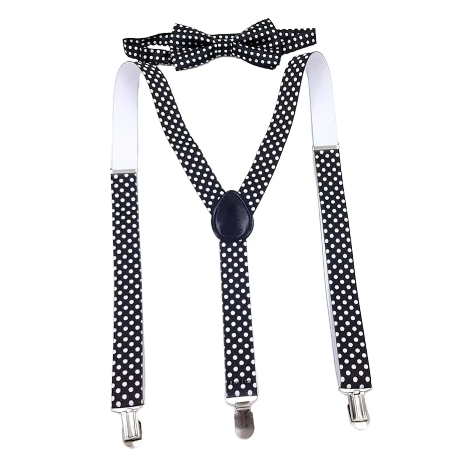 Kids Suspender Bow Tie Set Shoulder Straps Tuxedo Suspenders Y Shape Braces for Cosplay Dance Costume Halloween Themed Parties