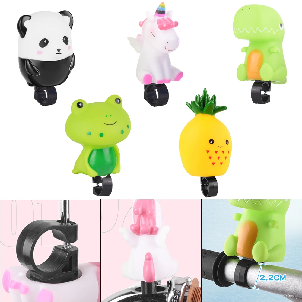 Bicycle Bell Lightweight Design Loud Bike Horn Adorable Cartoon Bike Bell Set For Children Cute Dinosaur Frog Panda For Riding