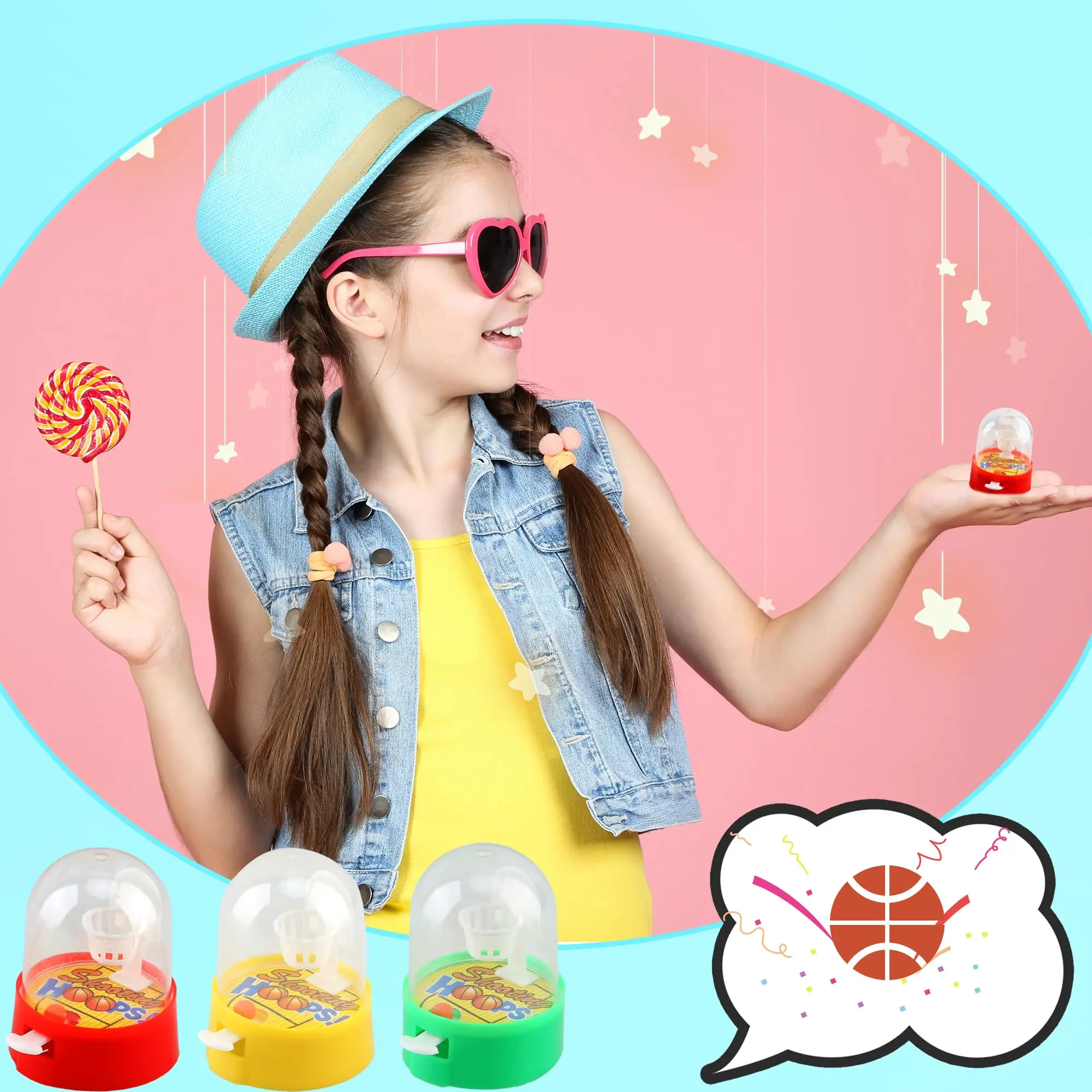 50 stuks Mini Vinger Basketbal Speelgoed Handheld Desktop Tafel Basketbalring Schietspel voor Verjaardag Sport Feestartikelen