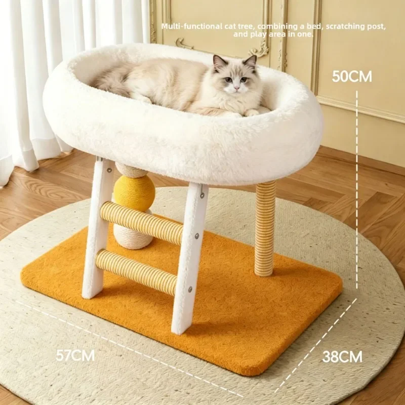 Space Saving Sisal Scratching Post Cat Accessories Cat Furniture CatTower Integrated Cat Tree Bed All Season Cooling Mat Compact