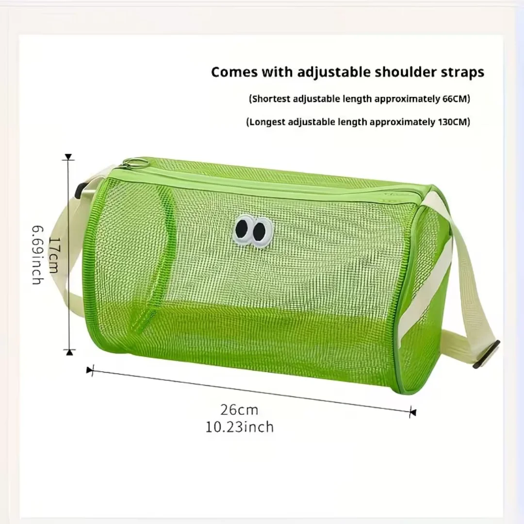 Fashionable Diagonal Swimming Bag, Cylindrical Mesh Hollow Shoulder Handbag, Travel Bag, Large Capacity Toiletry Bag, Storage Ba