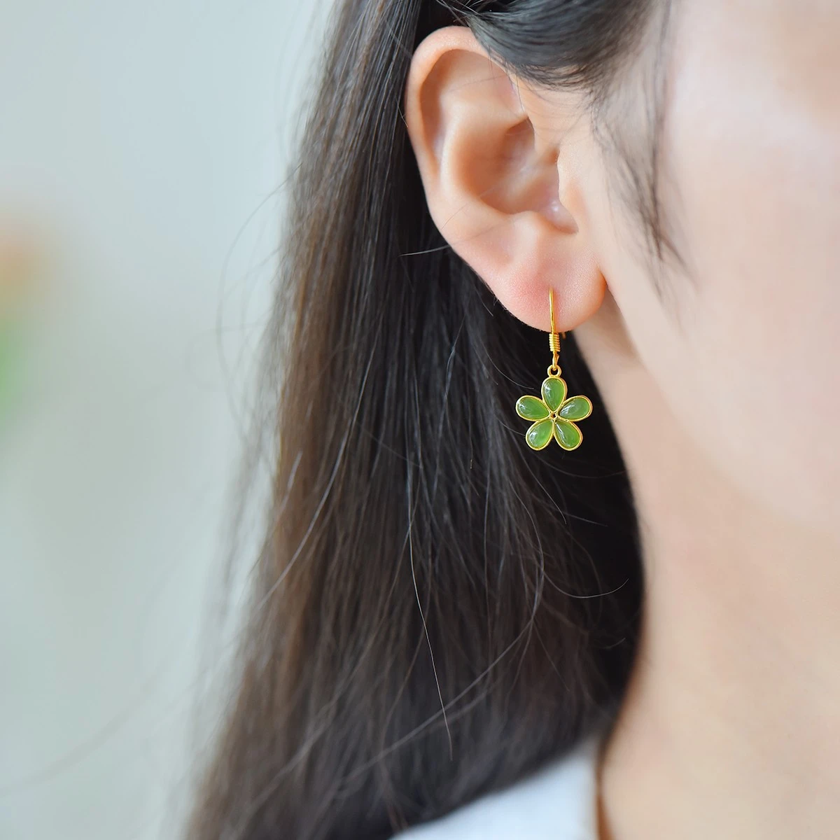 Genuine China Nephrite Stone Green Hetian Jade 925 Silver Flower Drop Earrings Women Certified Jewelry For Girlfriend Mom Gifts