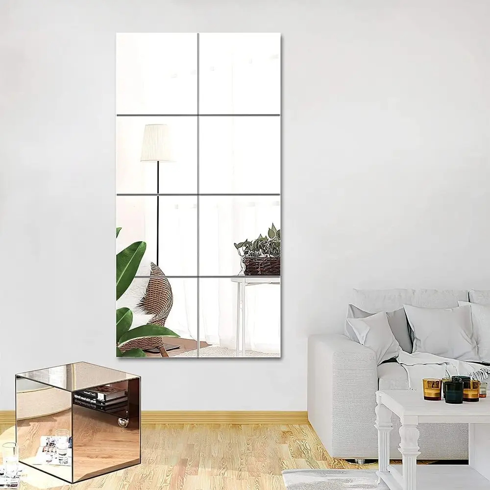 

8 Pack Sel Adhesive Acrylic Mirror, lexible Plastic Sheets Wall Stickers,2MM Thick Mirror,elSmall Mirror